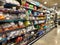 A display of snacks chips and pretzels at a Whole Foods Market Grocery Store