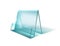 Display stand, acrylic table tent, card holder isolated on transparent background. empty plastic price tag mockup or 3D