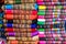 Display of traditional textile at the market in Lima, Peru