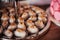 Display of white sweets with walnuts