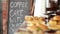 Displaying of bread and pastries on the counter