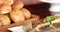 Displaying of sandwiches and bread on the counter