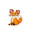 Displeased offended upset red fox sitting. Cartoon