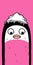 Displeased Penguin Cartoon On Pink Background