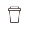 Disposable coffee cup outline icon, flat design style. Takeaway paper coffee cup vector line symbol