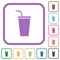Disposable drinking cup with straw simple icons