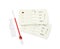 Disposable express hepatitis test kit on white background, top view