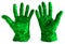 Disposable green plastic gloves