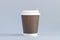 Disposable paper coffee cup with cap takeaway drink