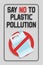 Disposable plastic. Banning plastic bottles-canister. Say no to plastic pollution. Pollution problem concept. illustration