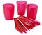 ..Disposable plastic picnic utensils. Bright set of dishes. Cutlery