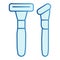 Disposable razor flat icon. Shaving razor front and side view blue icons in trendy flat style. Shaver gradient style