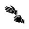 Disposable sterile gloves black glyph icon