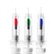 Disposable syringes with multicolored vaccines