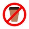 Disposable take away coffee cup prohibited sign, vector illustration, ecology concept