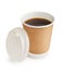 Disposable takeaway cup with coffee