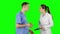 Dispute of two young doctors. Green screen