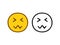 Dissatisfied emoticon in doodle style