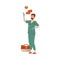 Dissatisfied Man Medical Worker in Uniform Protesting Defending His Rights Vector Illustration