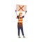 Dissatisfied Woman Worker in Safety Vest Protesting Holding Placard Defending Her Rights Vector Illustration