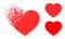 Dissipated Dot Love Heart Icon with Halftone Version