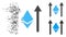 Dissipated Pixelated Halftone Ethereum Crystal Send Arrows Icon