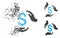 Dissipated Pixelated Halftone Money Care Hands Icon