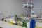 Dissolution testing systems for tablets, capsules and other dosage forms. Scientific research pharmaceutical laboratory.