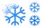 Dissolved Pixel Snowflake Icon with Halftone Version