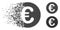 Dissolved Pixelated Halftone Euro Coin Icon