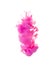 dissolving clouds of pink ink in water on a white background.