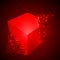 Dissolving cube shape. red version.