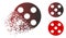 Dissolving Dot Halftone Round Dice Icon