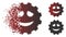 Dissolving Dotted Halftone Funny Smiley Gear Icon