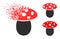 Dissolving Dotted Mushroom Icon with Halftone Version