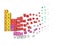 Dissolving periodic table concept. cubes colored by element groups. 3d illustration