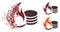 Dissolving Pixel Halftone Coins Fire Disaster Icon