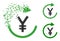 Dissolving Pixel Japanese Yen Repay Glyph with Halftone Version