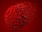 Dissolving spherical data block. made with red cubes. 3d pixel style vector illustration.