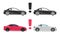 Distance car vehicle driving safety system alert alarm icon vector or proximity safe detection indicator assistance warn pictogram