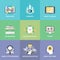 Distance education flat icons set