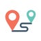 Distance icon. Location, road, route icon. GPS navigator