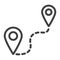 Distance line icon, navigation route, map pointer