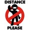 Distance please warning sign