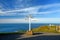 Distance signpost at Land`s End, Penwith Peninsula, Cornwall, most westerly point of England.