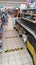 Distancing lines in a Polish supermarket