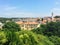 A distant cityscape view of the beautiful croatian town of Pula, Croatia, famous for the roman amphitheatre.