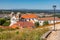 Distant view across the expanse of Santarem region with the Church of Ourem in the foreground, Portugal