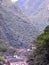 A distant view of Aguas Calientes, a tourist town nestled in the