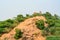 Distant view of beautiful ancient hinduistic temples in India